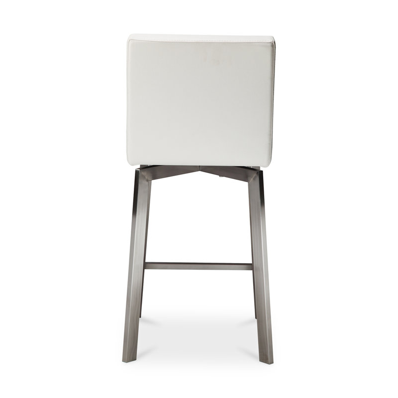 Giro 26" Swivel Bar Stool with Cushion, White, Counter Stool (26" Seat Height)
