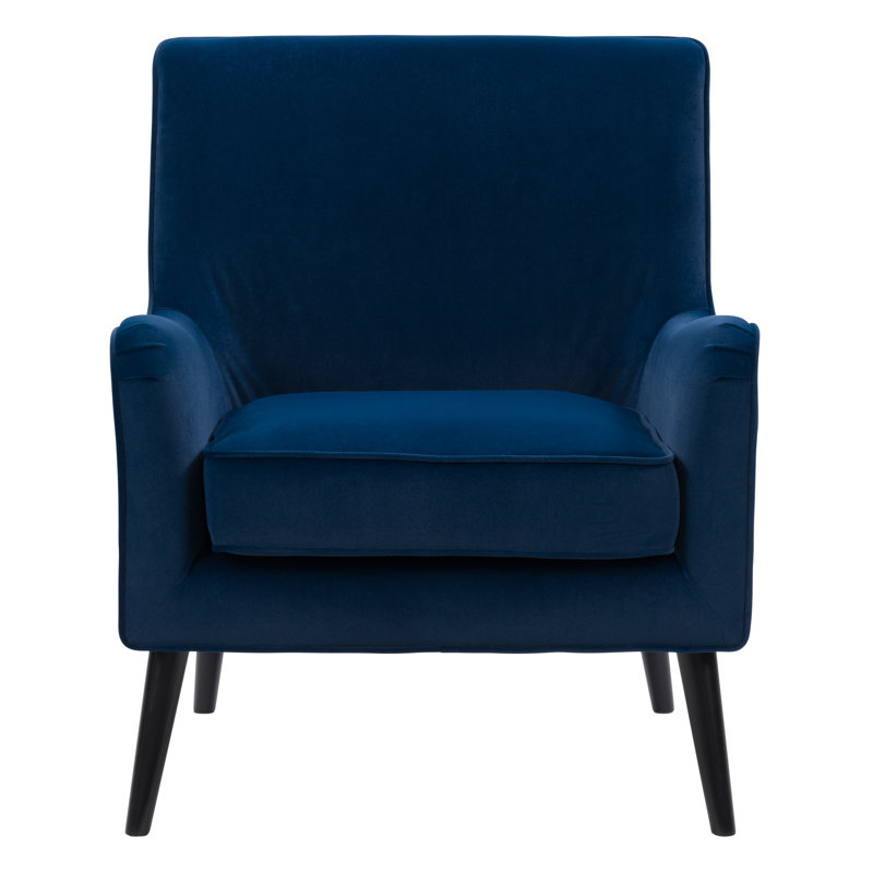 Archuleta Velvet Wingback Chair, Dark Blue Velvet