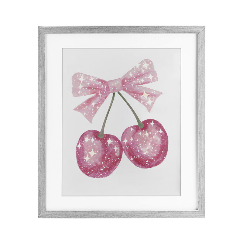 «Pink Star Sparkle Cherries», reproduction encadrée sous verre, design by Creative Studio, H 21 po x l 17 po