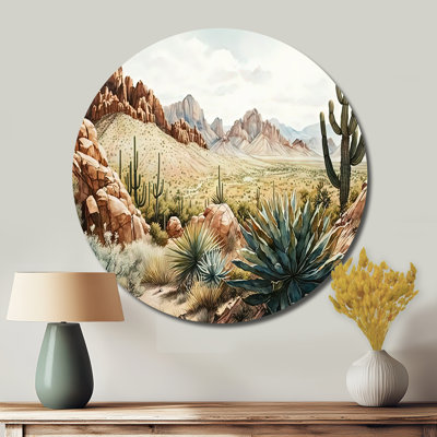 Arizona Desert IV - Paysages, décoration murale ronde en métal
