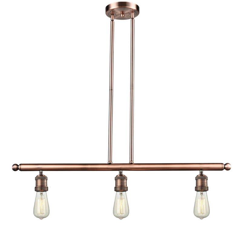 Plourde 3 - Light Kitchen Island Pendant, Antique Copper