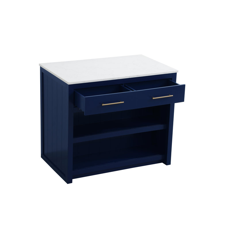 42 inch Kitchen Island, Blue/Gold