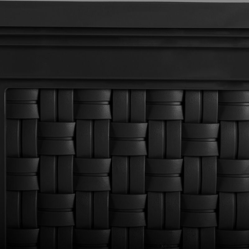 Pure Garden 14.65in Faux Rattan Planter Box, Black, Black