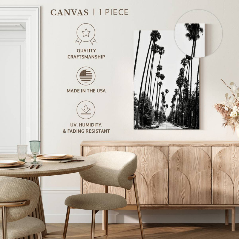 Sireci Black California Palm Trees Road, 48" H x 32" W