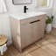 Meuble-lavabo autoportant avec lavabo en céramique et 2 portes d'armoire à fermeture en douceur, meuble-lavabo pour la maison, appartement