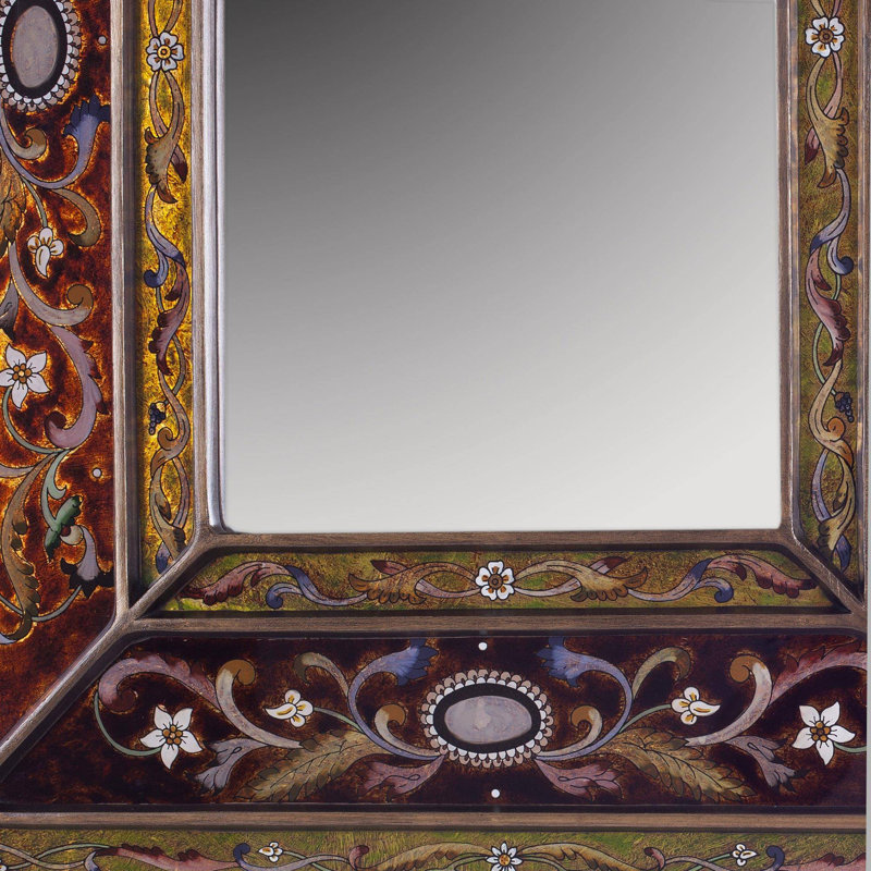 Miroir en verre peint à la main NOVICA Cajamarca, Brun