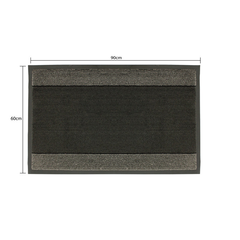 Miracle Non-Slip Striped Indoor Doormat, Charcoal, 0.65cm H x 60cm W x 90cm L