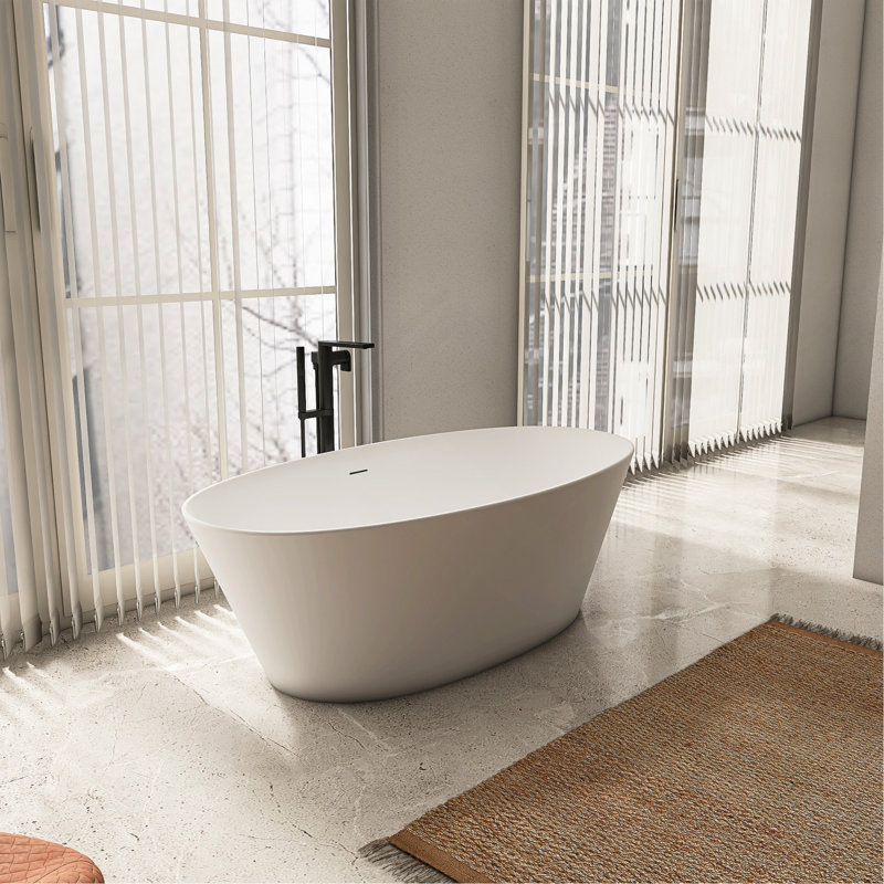 Baignoire de trempage autoportante à surface solide de 66,9 pouces pour salle de bain
