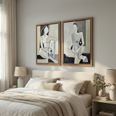 Petals & Portraits, ensemble de 2 reproductions d'art encadrées sur toile
