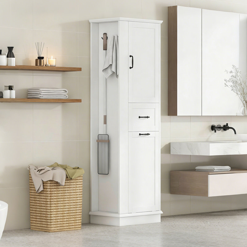 Grande armoire de rangement moderne avec compartiment inclinable, tablettes réglables, charnières à fermeture en douceur