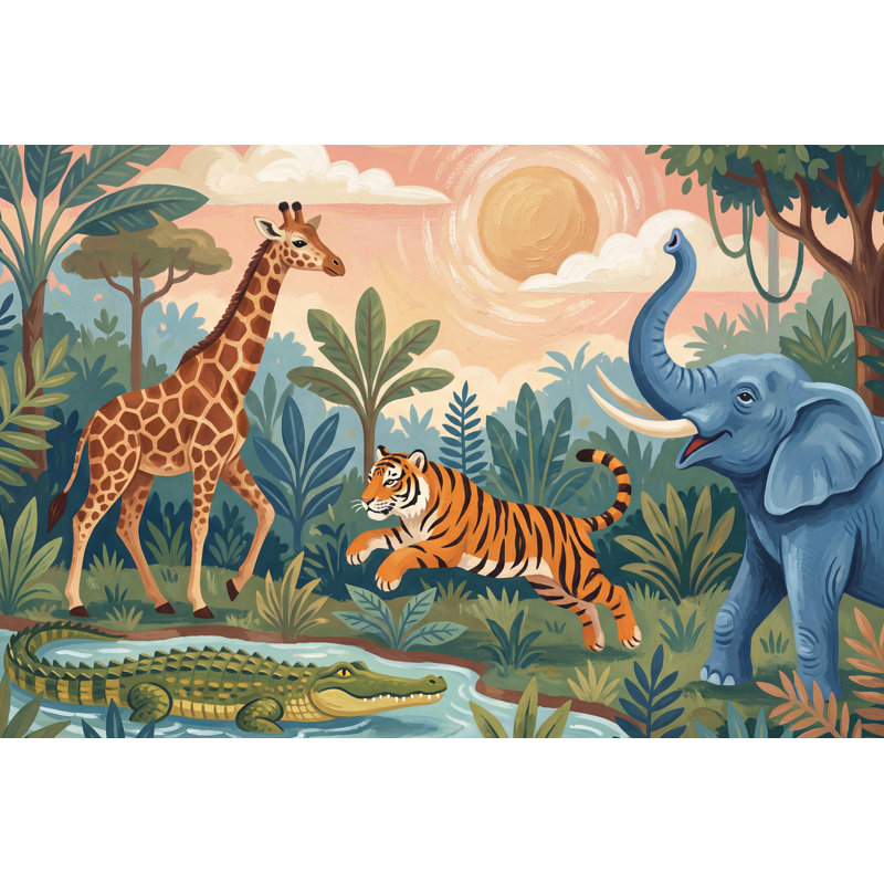 Papier peint Jungle Safari, Non tissé, 120 po x 96 po