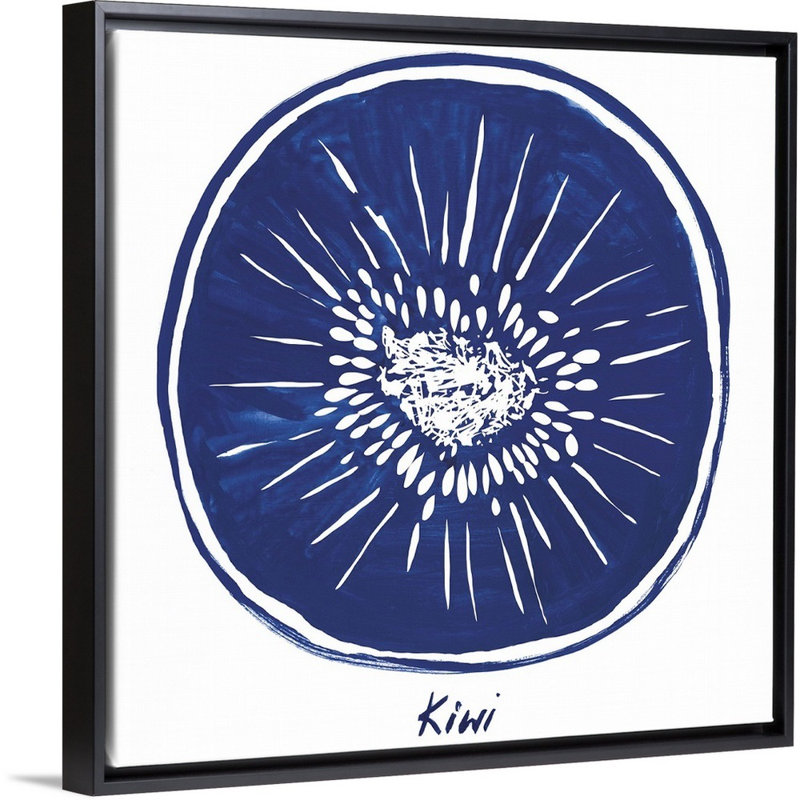 «Indigo Kiwi» par Aimee Wilson, reproduction sur toile, H 14 po x l 14 po x P 1,75 po, Cadre noir