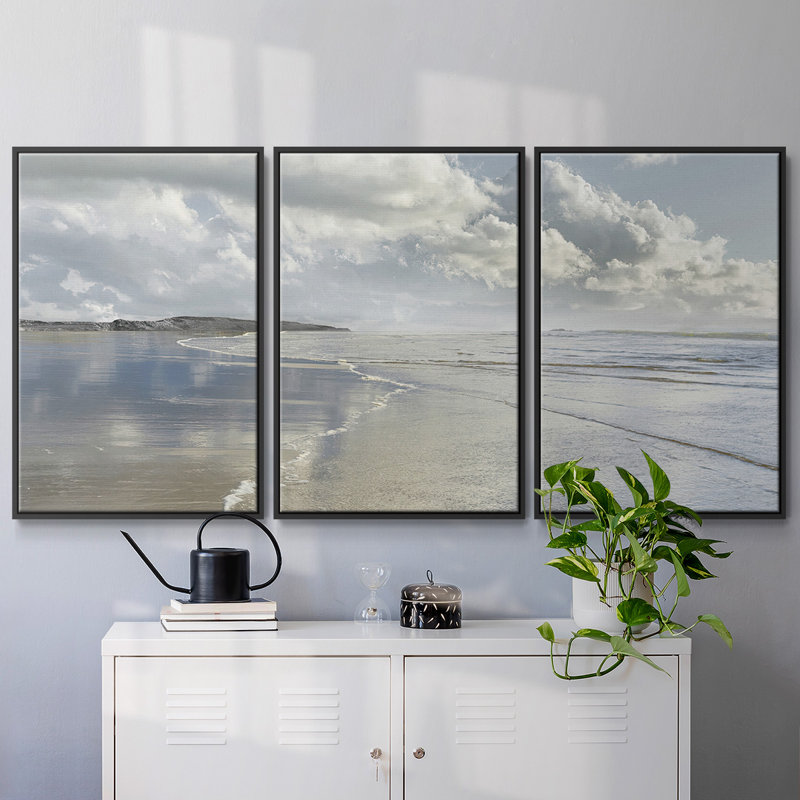 Infinity Beach, reproduction sur toile 3 pièces, Noir, H 36 po x l 75 po x P 2 po