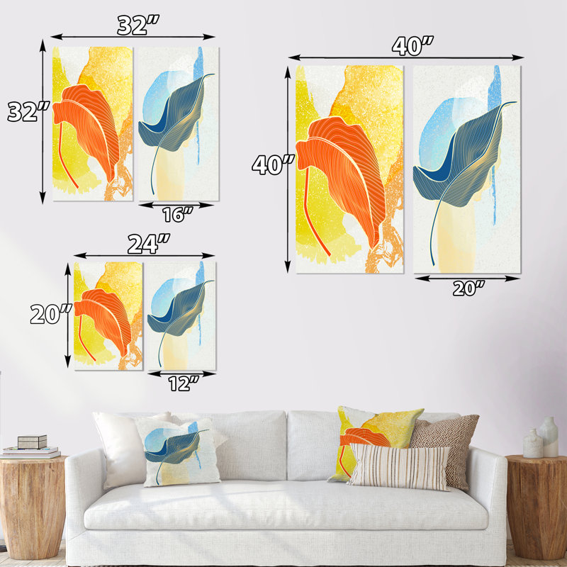 «Trendy Abstracts with Colorful Shapes I», ensemble de 2 peintures, Toile tendue, H 20 po x l 24 po x P 1 po