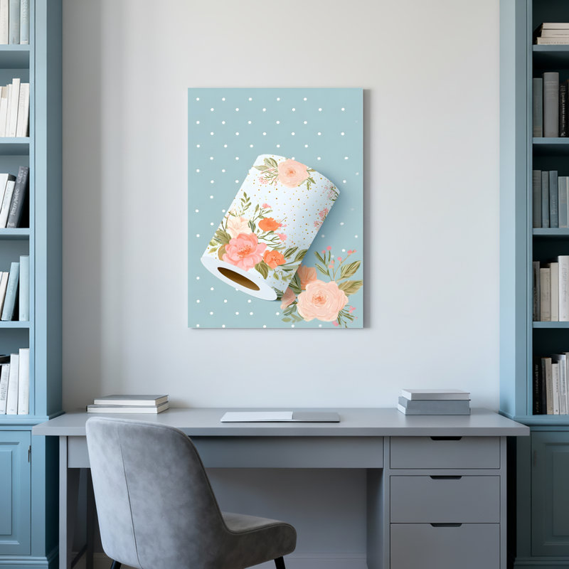 Ensemble de 1 tableau sur toile à motif floral à pois, H 30 po x l 20 po