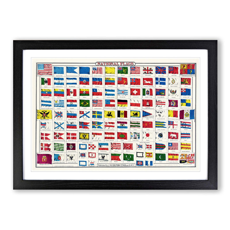 National Flags - Picture Frame Graphic Art Print on MDF, Black Framed, 48cm H x 65cm W x 2cm D