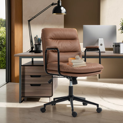 Soft Cushion Padded Armrest Swivel Home Office Chair