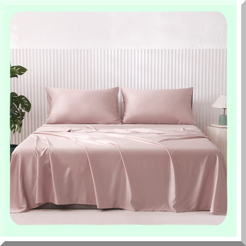 Luxury Rayon From Bamboo Bliss 400 Thread Bed Sheet Set - Silky Soft Cooling Texture - Hotel Quality Full Sheet Set with Deep Pocket - Pink - 4 Piece Fitted Sheet, Flat Sheet, 2 Pillowcases