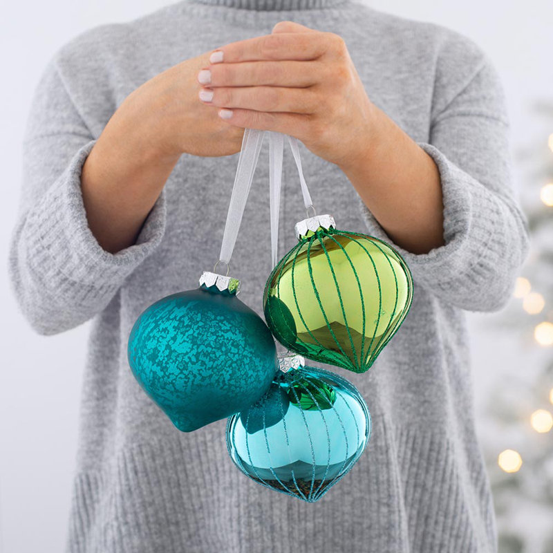36.4cm Mixed Glass Bauble, Green