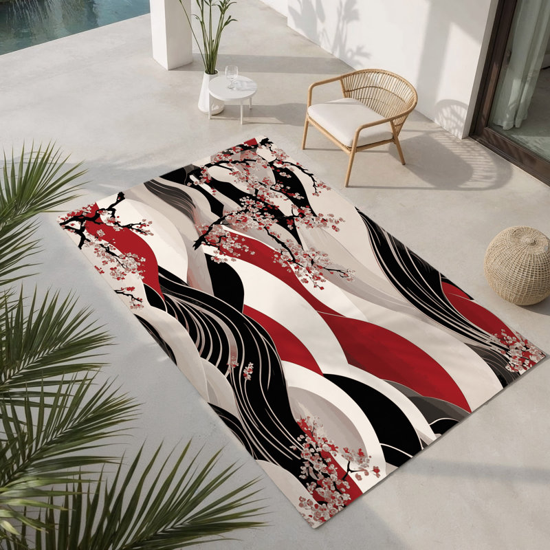 Tapis intérieur et extérieur Petal Radiance, Rectangulaire 3 pi x 5 pi