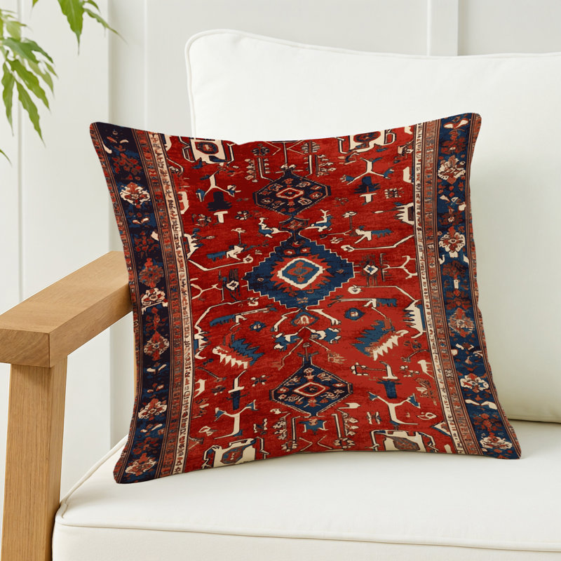 Coussin décoratif intérieur et extérieur Turkish, Brun oriental 110, Carré Carré 18 po