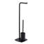 Ivy Bronx free-standing toilet set, Mod. Iria, black, with toilet roll holder and toilet brush-276585809