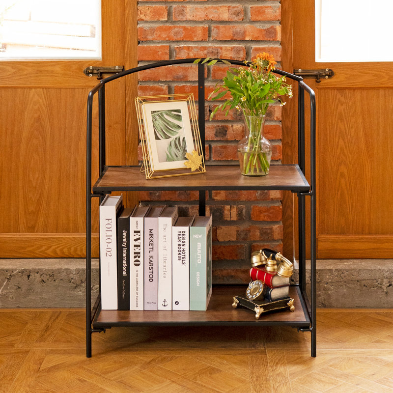 Bibliothèque étagère pliante sans assemblage Lejon, (2 tablettes) H 26,4 po x l 22,4 po x P 12,6 po, Noir