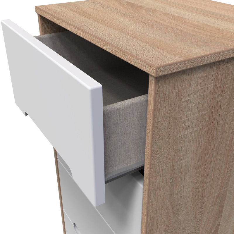 Bleier 45cm W Manufactured Wood Bedside Table, White Matt/Bardolino Oak