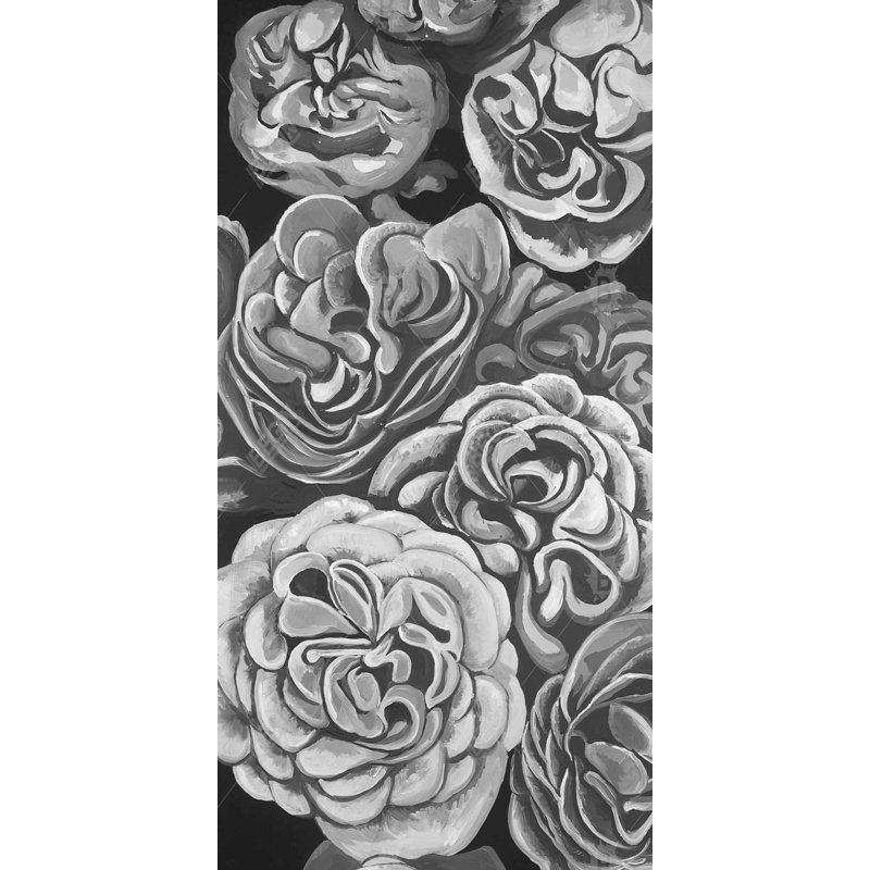 Grayscale dahlias - 15.75"x31.50" Desk mat