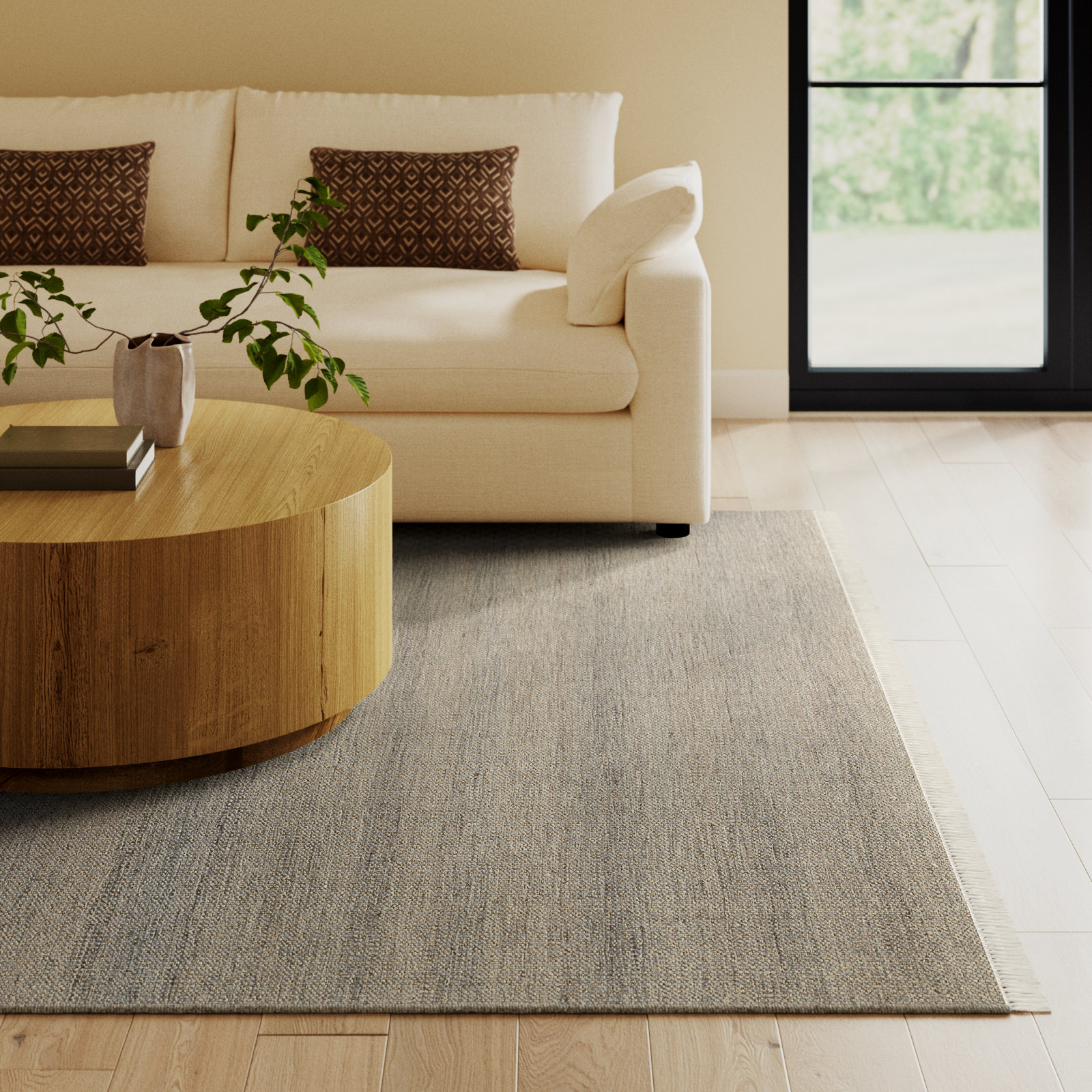 Cassandra Handmadewoven Area Rug in Gray, Rectangle 10' x 14'
