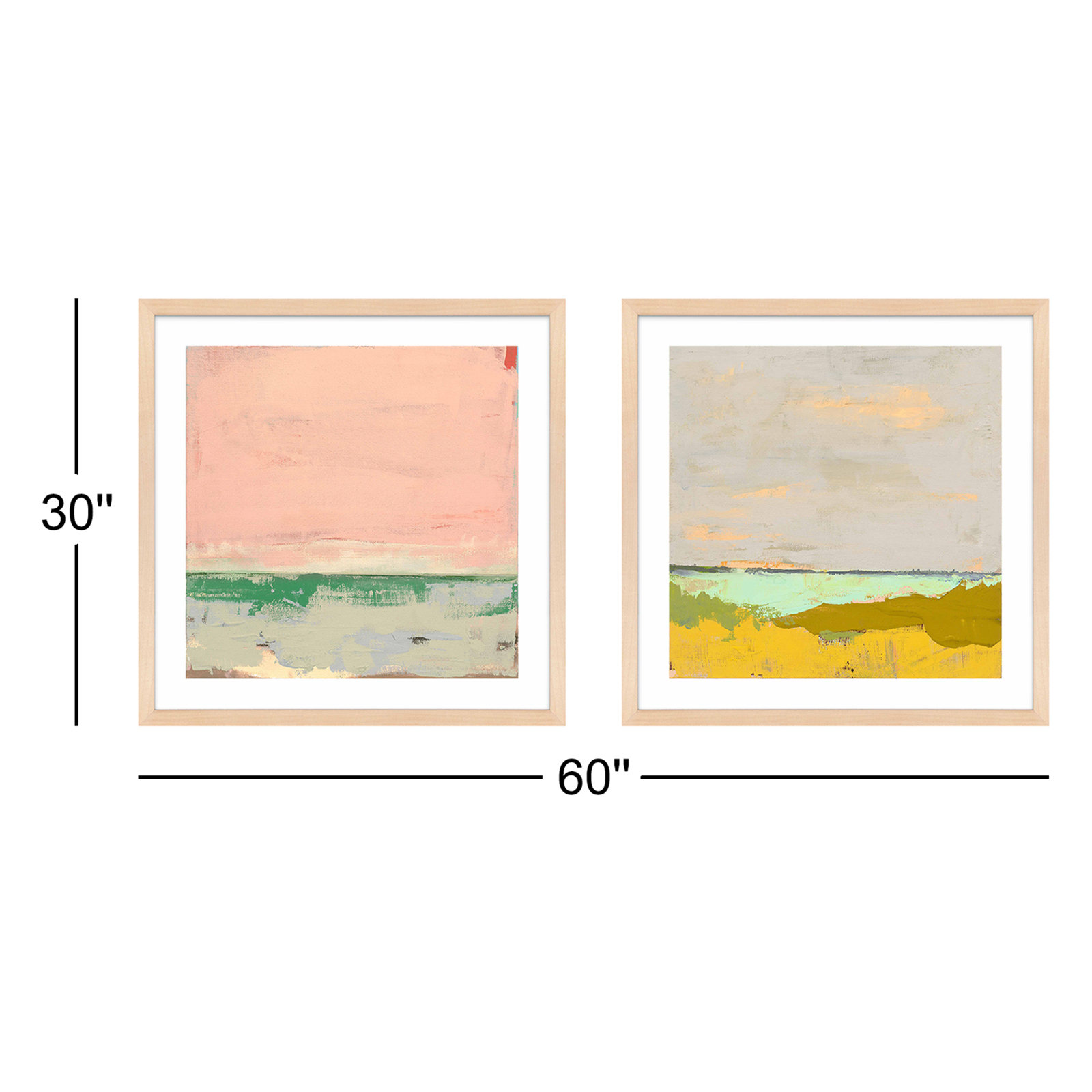 Provenve 1 & 2 by Andrea Stokes - 2 Piece Single Picture Frame Print, Maple Framed Paper, 30" H x 30" W x 1.25" D