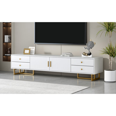 Wood Top TV Stand With 4 Drawers