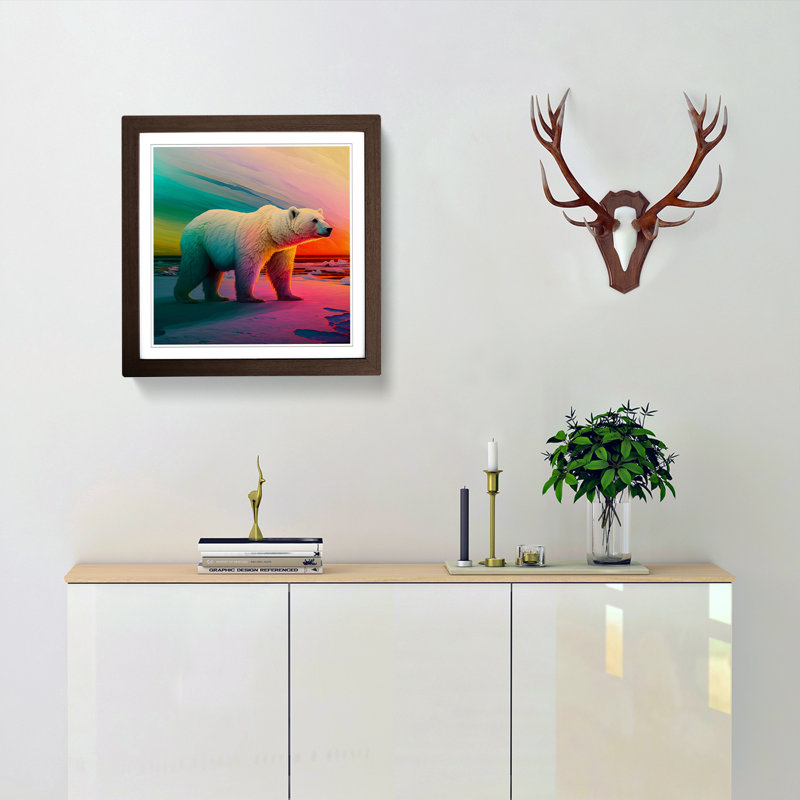Polar Bear Colour Field - Framed Print, Walnut
