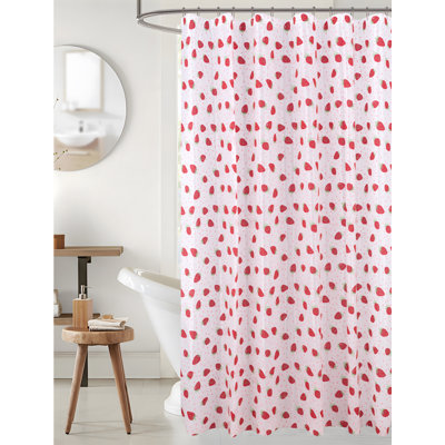 Strawberry Peva Waterproof Shower Curtain With Hooks
