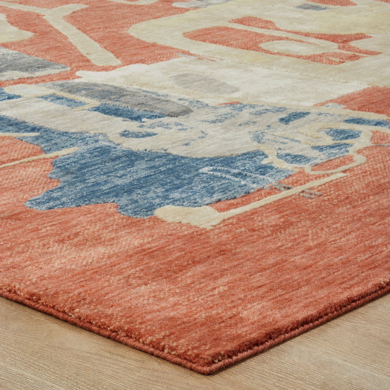 Studio Glyphs by Katie Merz Terracotta Field Wool Handcrafted Area Rug, Rectangle 9'9" x 12'6"