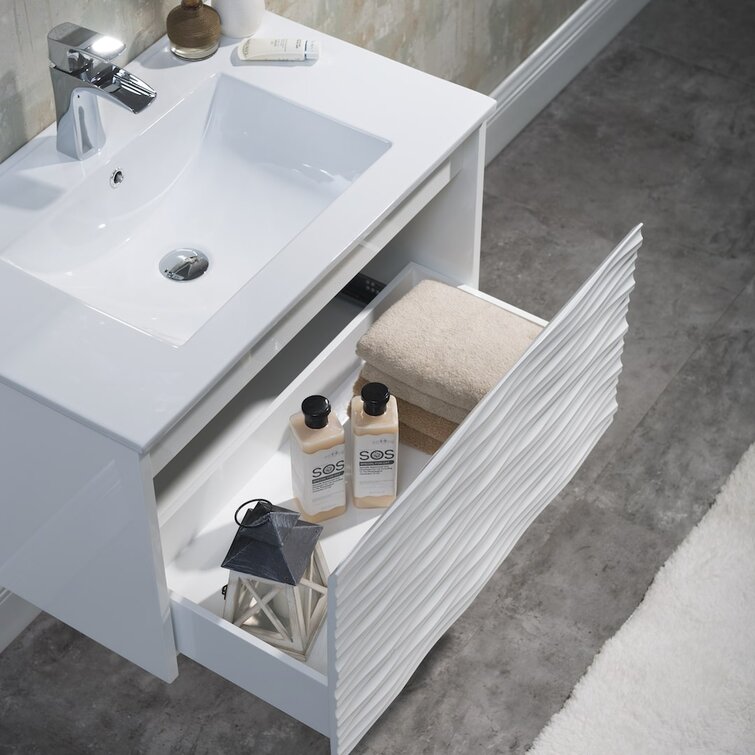 SSLine Wall Mounted Bathroom Vanity with Sink Modern 30 Floating