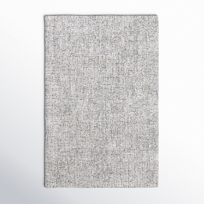 Rowe Handmade Tufted Ivory/Black Area Rug, Rectangle 4' x 6'