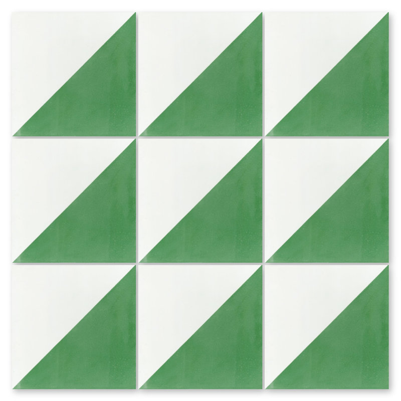 Man Overboard 8" x 8" Cement Wall & Floor Tile, Green & White