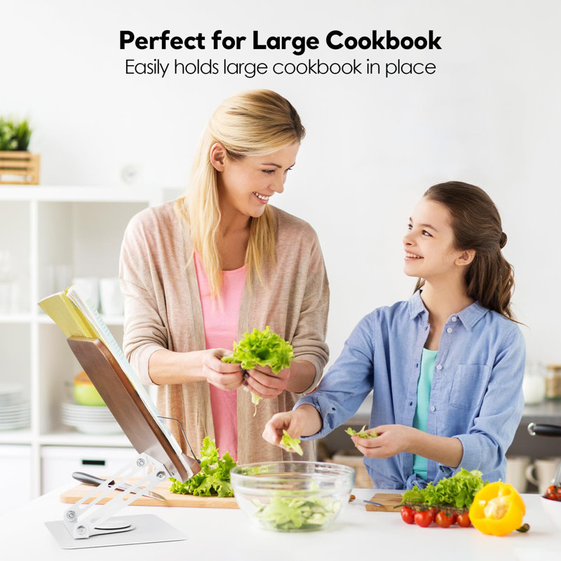 Book Stand For Reading With 360° Rotating Base, Adjustable Book Holder Cookbook Stand For Desk With Book Light, Foldable Desktop Stand For Textbook, Recipe, Sheet Music, Laptop