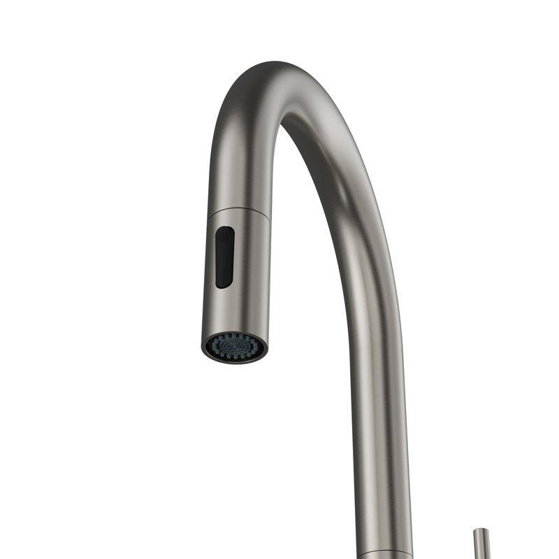Robinet de cuisine rétractable mince Karran, corps mince de 25 mm, conception moderne, double jet en acier inoxydable sans taches