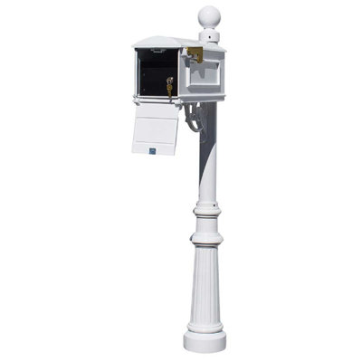 Lewiston Aluminum Post Mounted Mailbox with Magnetic Closure