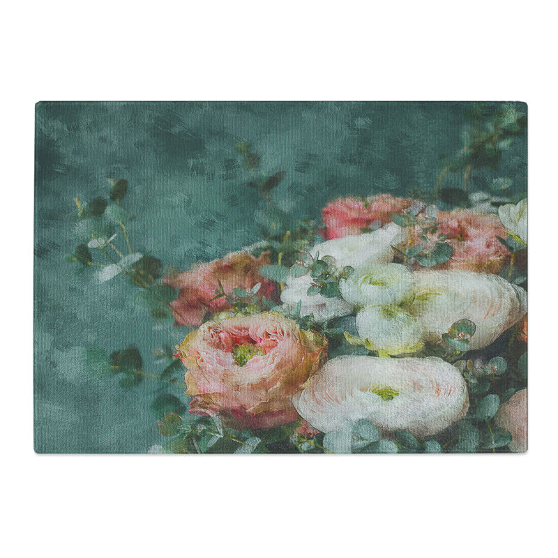 Tempered Glass Bouquet of Flowers Chopping Board, 28.5 cm x 39 cm