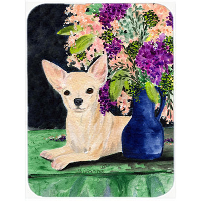 Planche à découper en verre Chihuahua et fleurs Winston porter