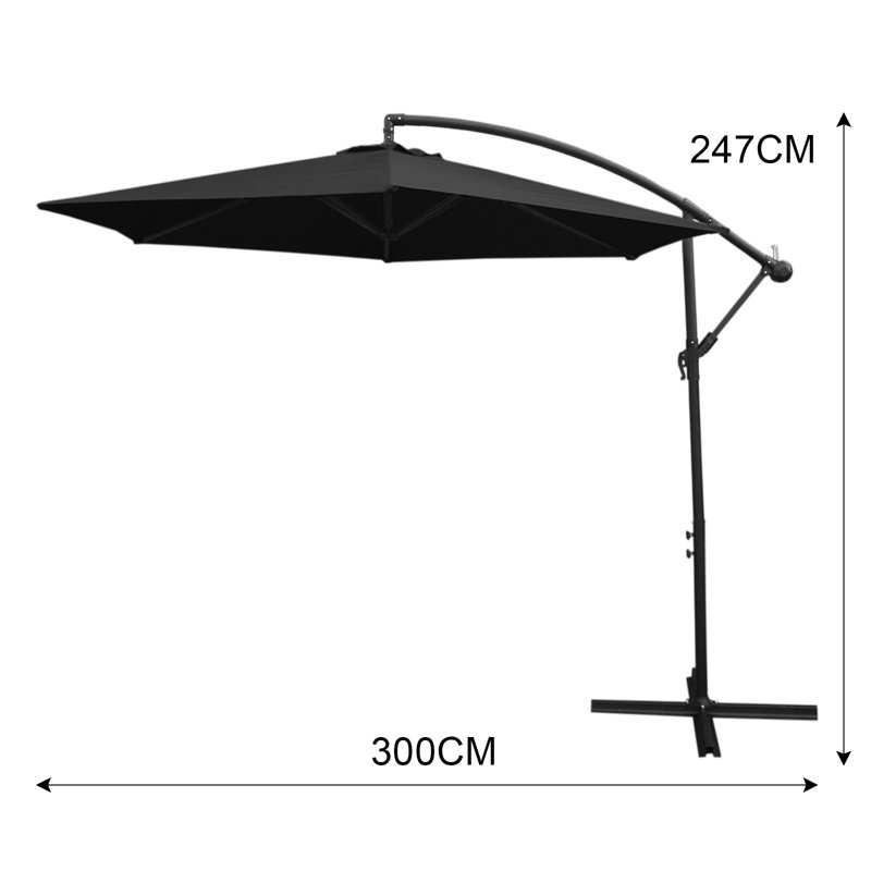 Aidsa 300cm Cantilever Parasol, Black