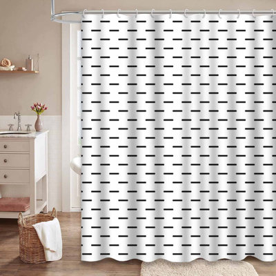 Rideau de douche abstrait géométrique blanc à 12 crochets