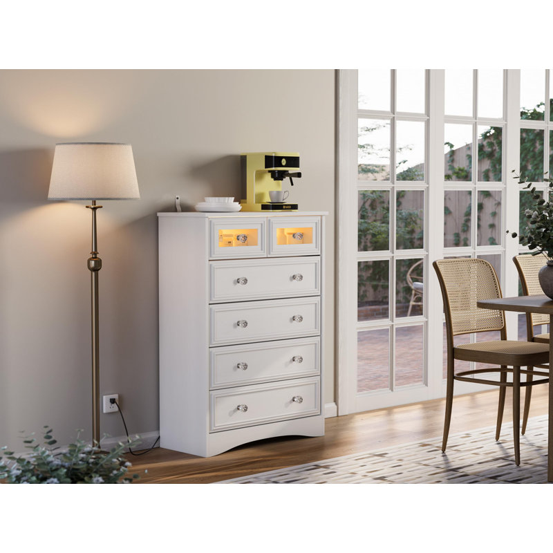 Commode 6 tiroirs Jabus, Blanc