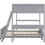 Lit superposé simple au-dessus d'un lit double gris avec bureau de travail - Bureau en bois massif-76690301-76690300