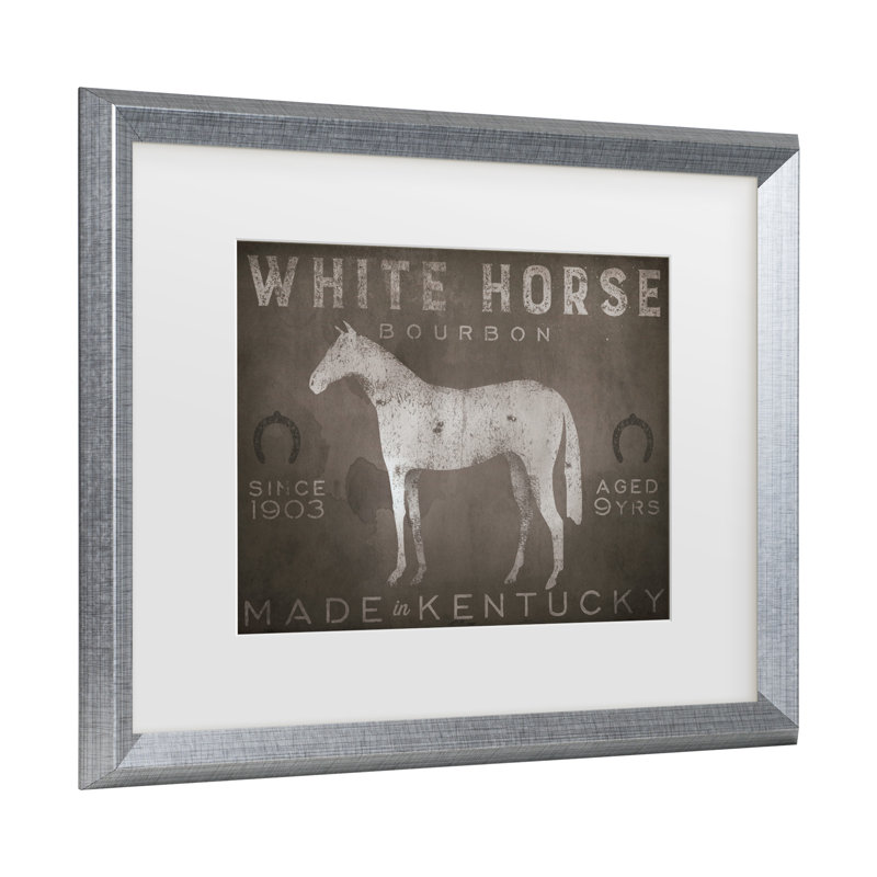 «White Horse With Words» par Ryan Fowler, Argent, H 14,5 po x l 17,5 po x P 0,75 po