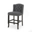 Ensemble de 2 tabourets de comptoir à oreilles capitonnés en tissu, gris anthracite et brun foncé-1990878379