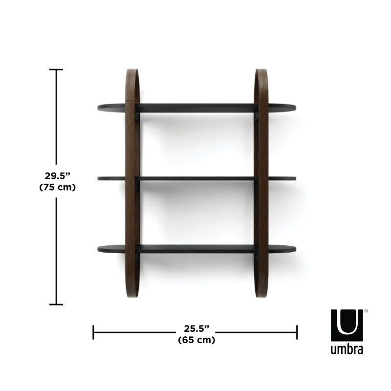 Bellwood Black Walnut 3-Tier Floating Wall Shelf